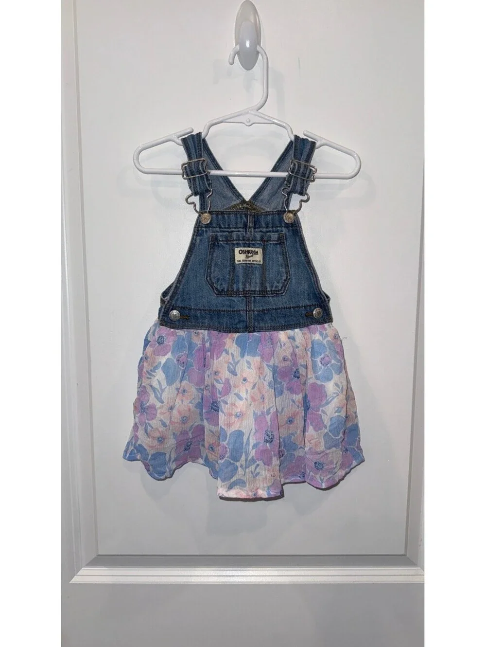 OshKosh B'gosh Baby Girl Denim and Floral Dress, Size 12-18 Months